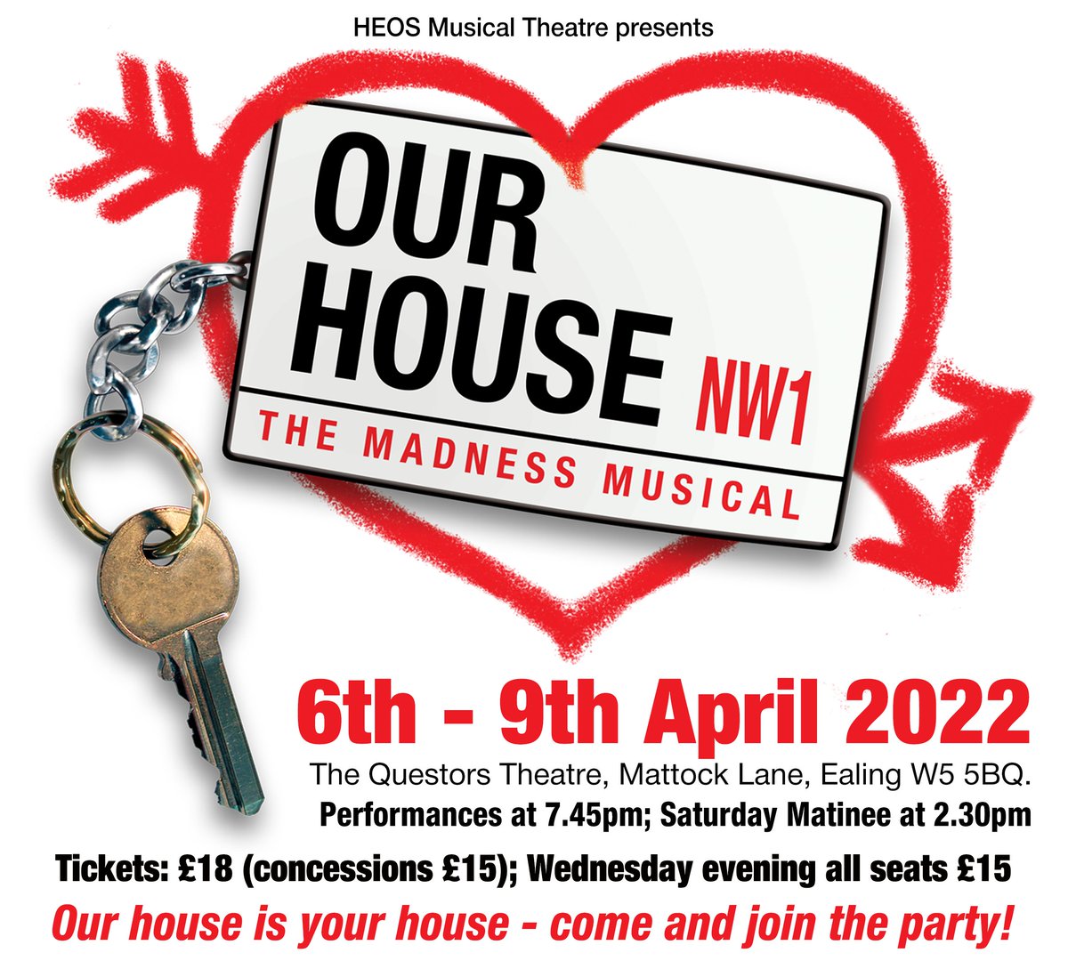 HEOS_MT's tweet photo. 🎉TICKETS ON SALE NOW! 🎉

We invite you join us at Our House at The Questors Theatre, Ealing! Book now… https://t.co/NtBYHESjt6
#linkinbio

#ourhouse #ourhousethemusical #madness #theatre #london #londontheatre #amdram #questors #ealing #questorstheatre #heosmusicaltheatre https://t.co/HwHEXG49Uf