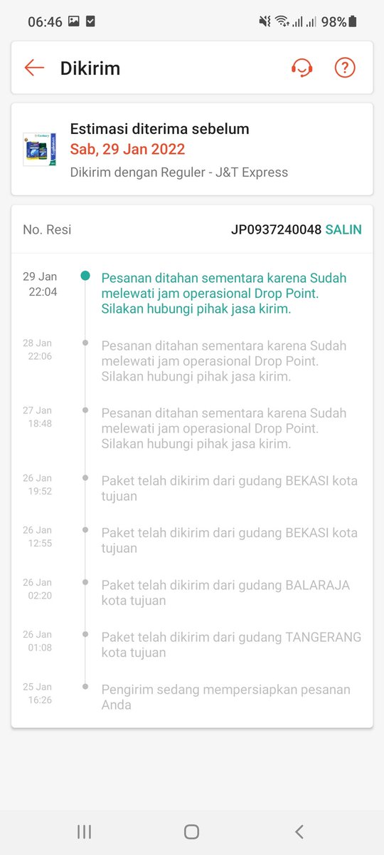 mspumpkinz's tweet photo. @jntexpressid halo JNt, ini ko barangnya ga jalan2 ya? Mohon bantuan pengecekan ya..resi: JP0937240048 https://t.co/GFYWM2OS5J