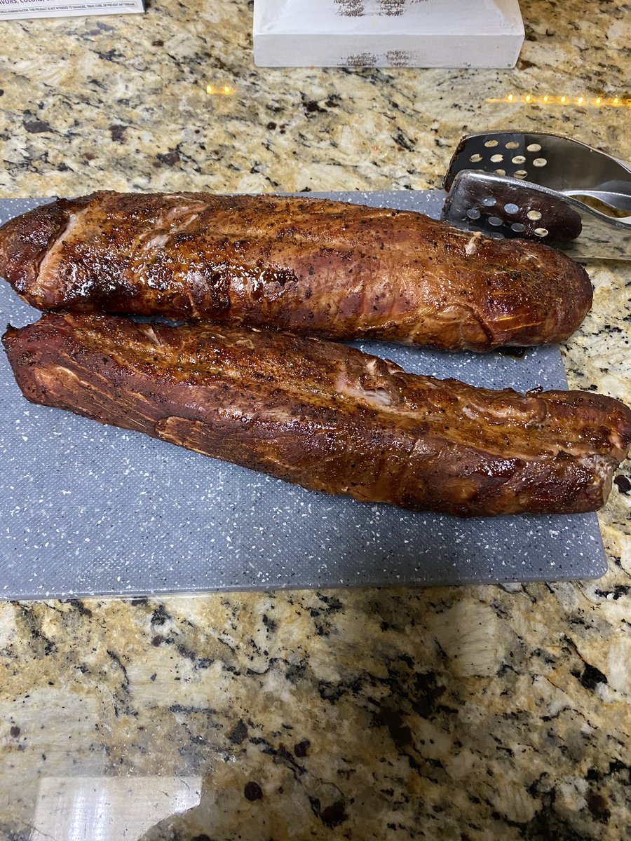 Smoked pork tenderloin. Seasoned with <a href="/MeatChurch/">Meat Church ™</a> Holy Cow with apple wood on the <a href="/pkgrills/">PK Grill & Smoker 🔥</a>