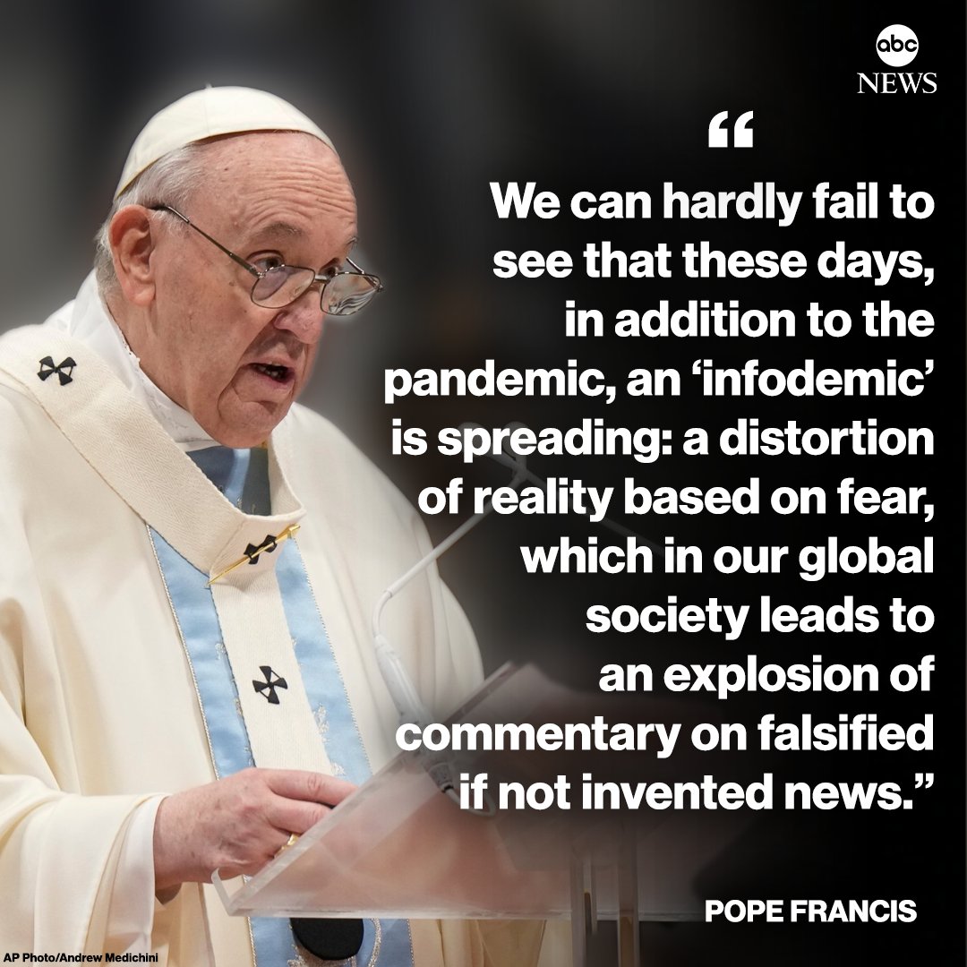 Pope Francis denounces fake news about COVID-19 and vaccines, blasting the “distortion of reality based on fear.” abcn.ws/3s4E0qD