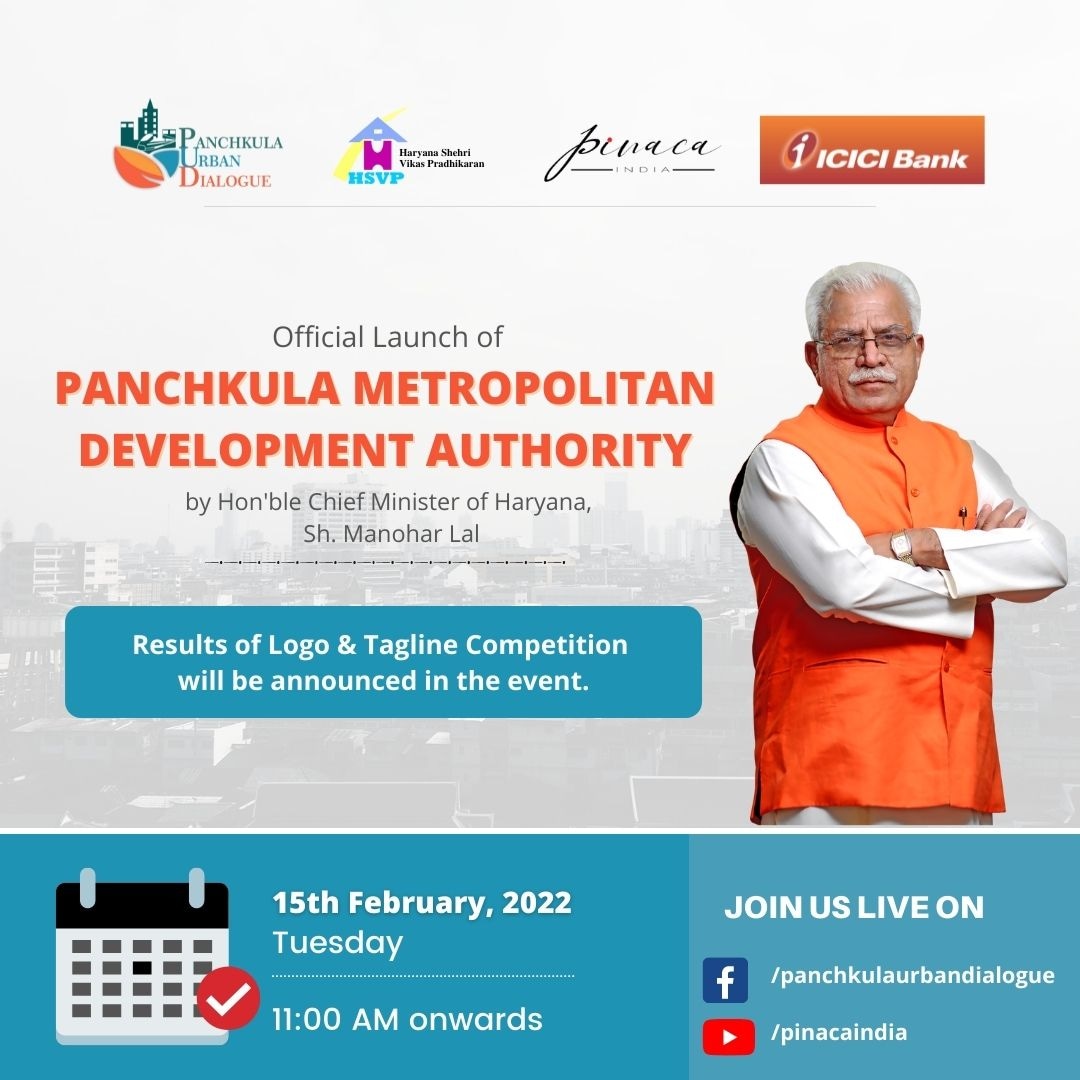 PUDevent's tweet photo. @mlkhattar Hon'ble Chief Minister of Haryana will officially launch Panchkula Metropolitan Development Authority on February 15, 2022.

The winners of the logo and tagline writing competitions will also be announced at the event.

@cmohry @DiprHaryana
 #panchkulaurbandialogue https://t.co/JEss18liMh