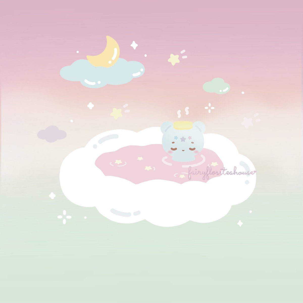 FairyFlossHouse's tweet photo. Cloud spa 😌 is it hot or cold? I am due a spa session 😭

#artwork #cuteart #shower https://t.co/QIOKU0iRge