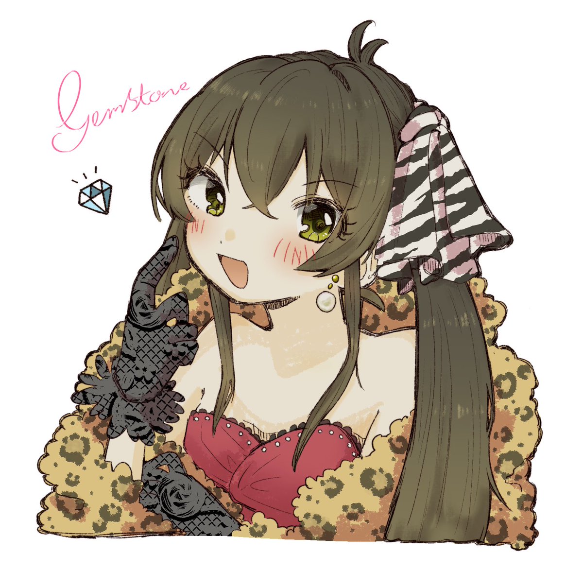 的場梨沙 「的場梨沙さんのソロ「GEMSTONE」を聴こう!💎
https://t.co/」|もふくのイラスト