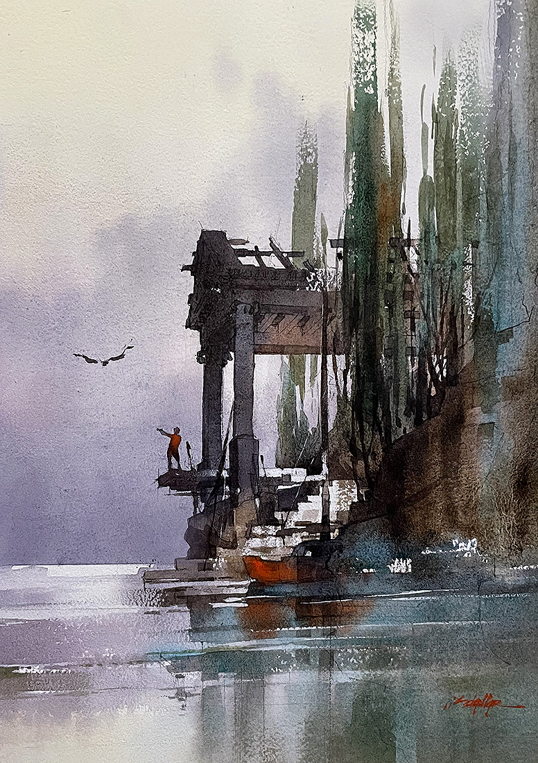 Imaginary Falconer
Watercolor - 18x12 - 29 Jan. 2022
Today's demo for my live session with my Terracotta online class: Design and the Power of Imagination goterracotta.org/schaller/16181…