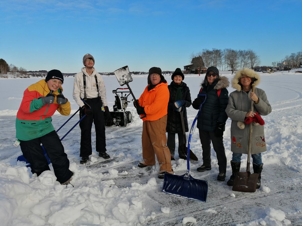 reubenroth's tweet photo. A great first day, piling snow that will become the CCAA Dragon on day 2. Come join us beside the oval at the Lake Ramsey Lake Skate Path, Sunday from Noon-5pm! #StopCCAA #Sudbury #ONPSE #BREAKTHEICCAA @OCUFA @CAUT_ACPPU https://t.co/LM2C2n0Xm0