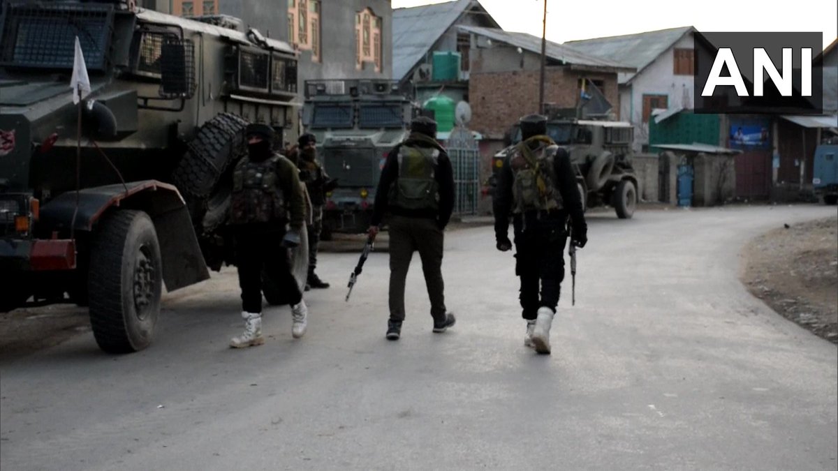 ANI's tweet photo. #UPDATE | J&amp;K: Total 5 terrorists killed in dual encounters in Pulwama (4) and Budgam (1) in the last twelve hours. JeM commander terrorist Zahid Wani &amp; a Pakistani terrorist among the killed.

Visuals deferred by unspecified time. https://t.co/xxiNt3Kk1O