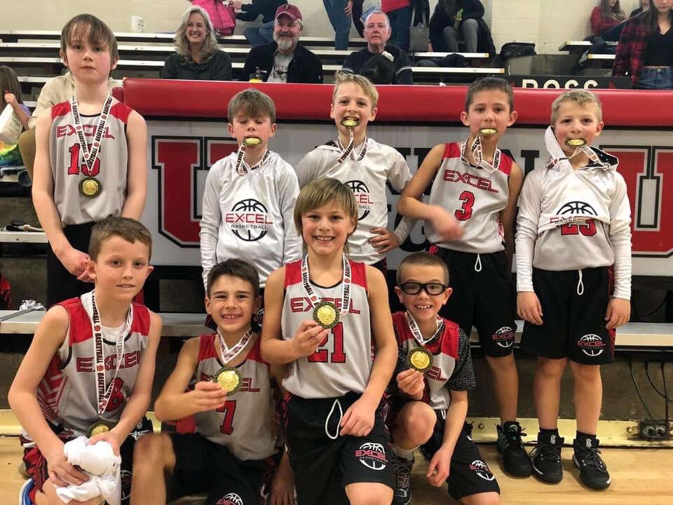 ExcelIowa's tweet image. Excel White 3rd came away CHAMPS from the Knights Youth Hoops tournament in La Porte City today!