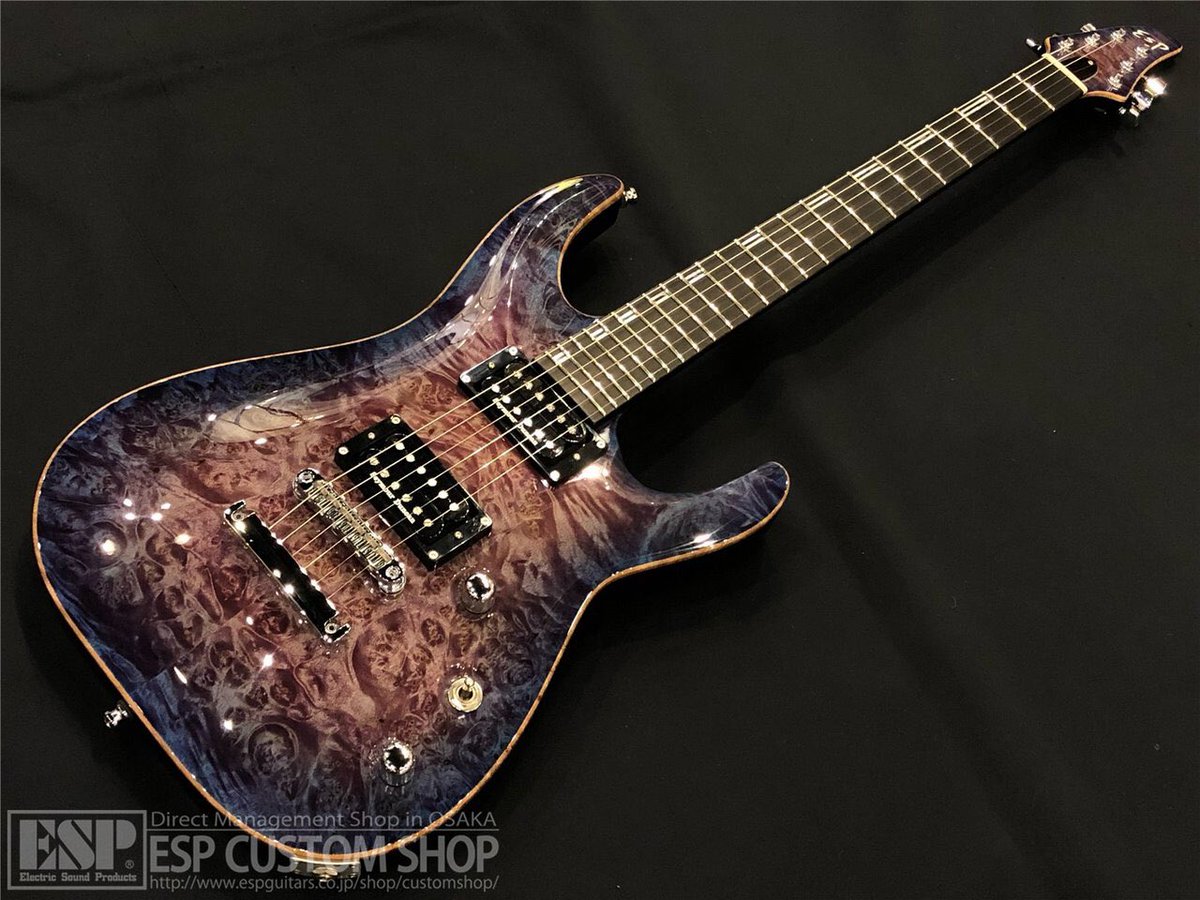 espcustomshop's tweet photo. 絶賛開催中の『SPOT MODEL FAIR』に合わせ、ESP HORIZON-CTM NT Burled Maple Indigo Purple Gradationが入荷‼️

バールメイプル材の個性的な木目が目を引き、ボディカラーのグラデーションがとても美しい高級感漂う一本！！

詳細・ご注文は↓
https://t.co/vlc336PQ25
#espguitars #SPOTMODEL https://t.co/3ZWoPeruH3