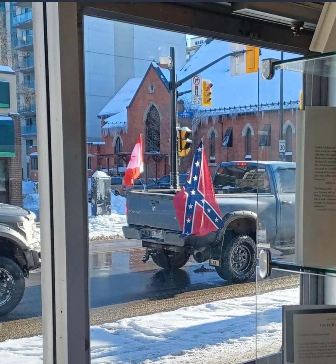 MsLutzmann's tweet photo. Alberta @UCPCaucus MLA Angela Pitt “loves love loves” the trucker convoy and “supports everyone” that is defacing the Canadian flag with swastikas, waving Confederate flags and dancing on the Tomb of the Unknown Soldier. #ableg #abpoli #cdnpoli #yyc #airdrie https://t.co/j1pFRWnI4I