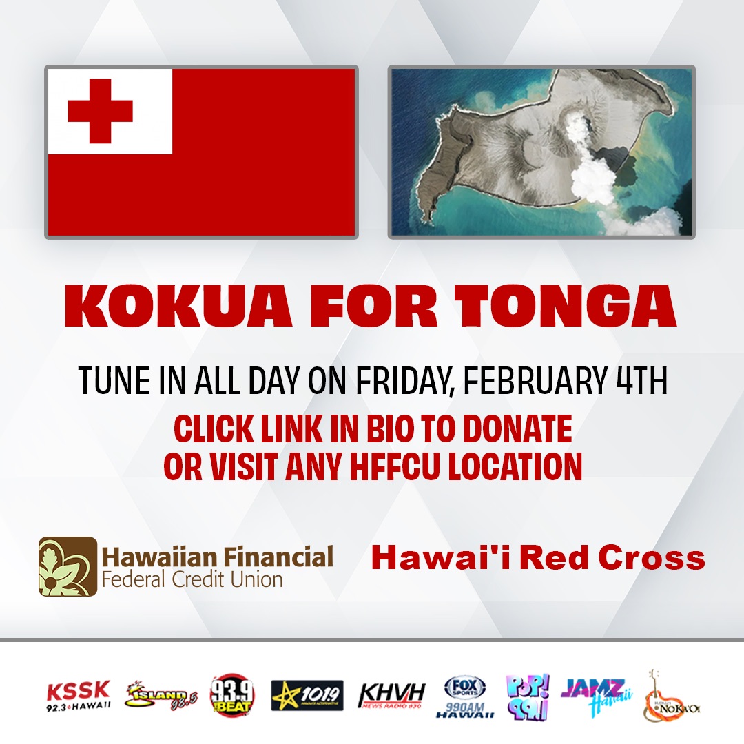 It’s time we all #KokuaforTonga 
You can donate to the Hawai’i Red Cross for this by clicking the link in our bio. Full details on our Instagram Post.
🙏🏽❤️