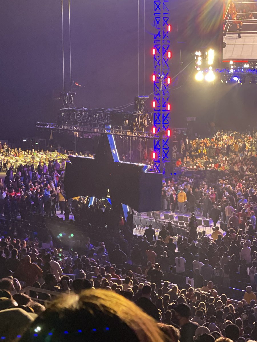 DGFcombatsports's tweet photo. The section under the sign at #RoyalRumble was evacuated and all was handled quickly. https://t.co/TV4egNPvZs
