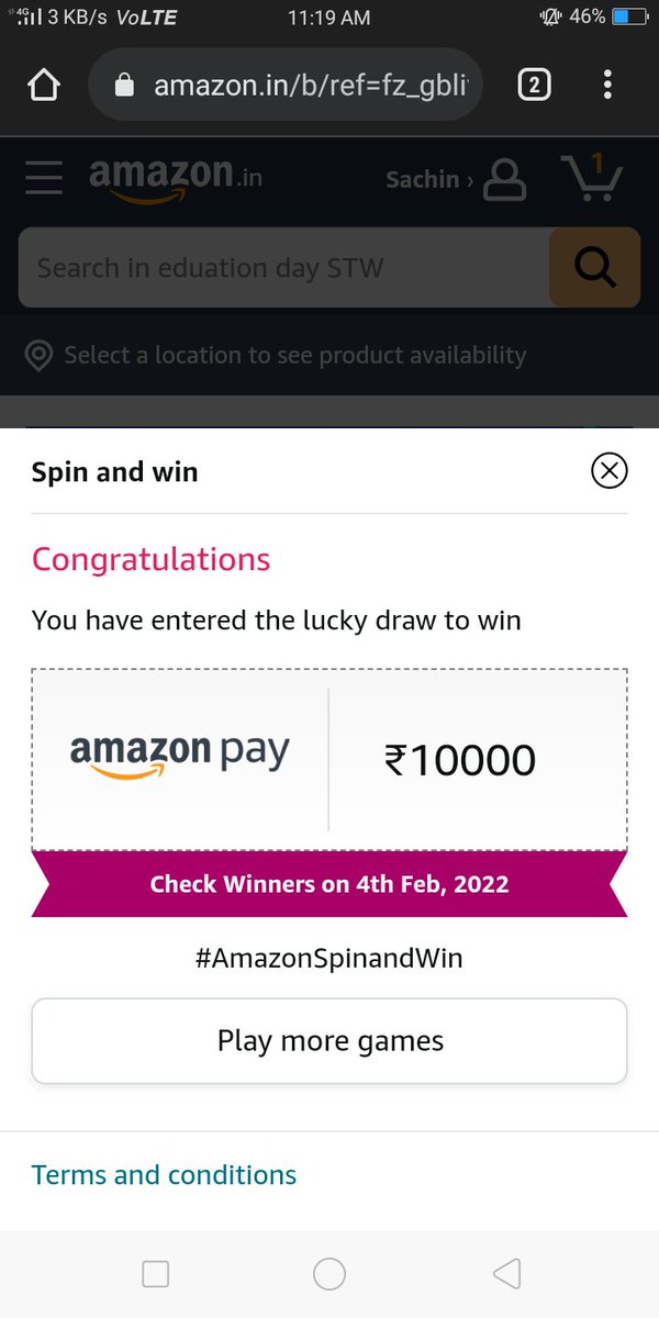 SachinS80338166's tweet image. #AmazonSpinandWin
#AmazonSpinandWin
#AmazonAnswerandWin