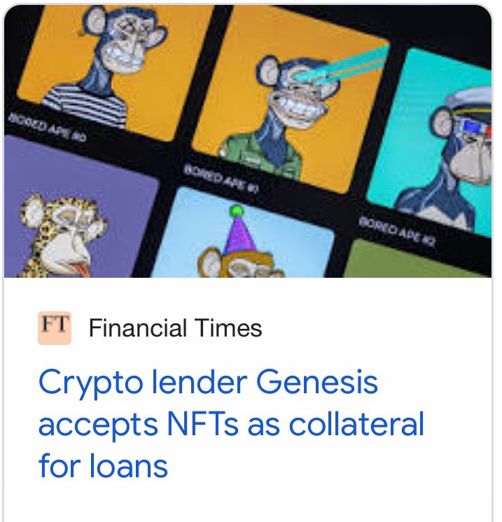 I can’t wait for the next financial crisis to be caused by a bunch of guys with a JPEG of an ape as their twitter profile pic