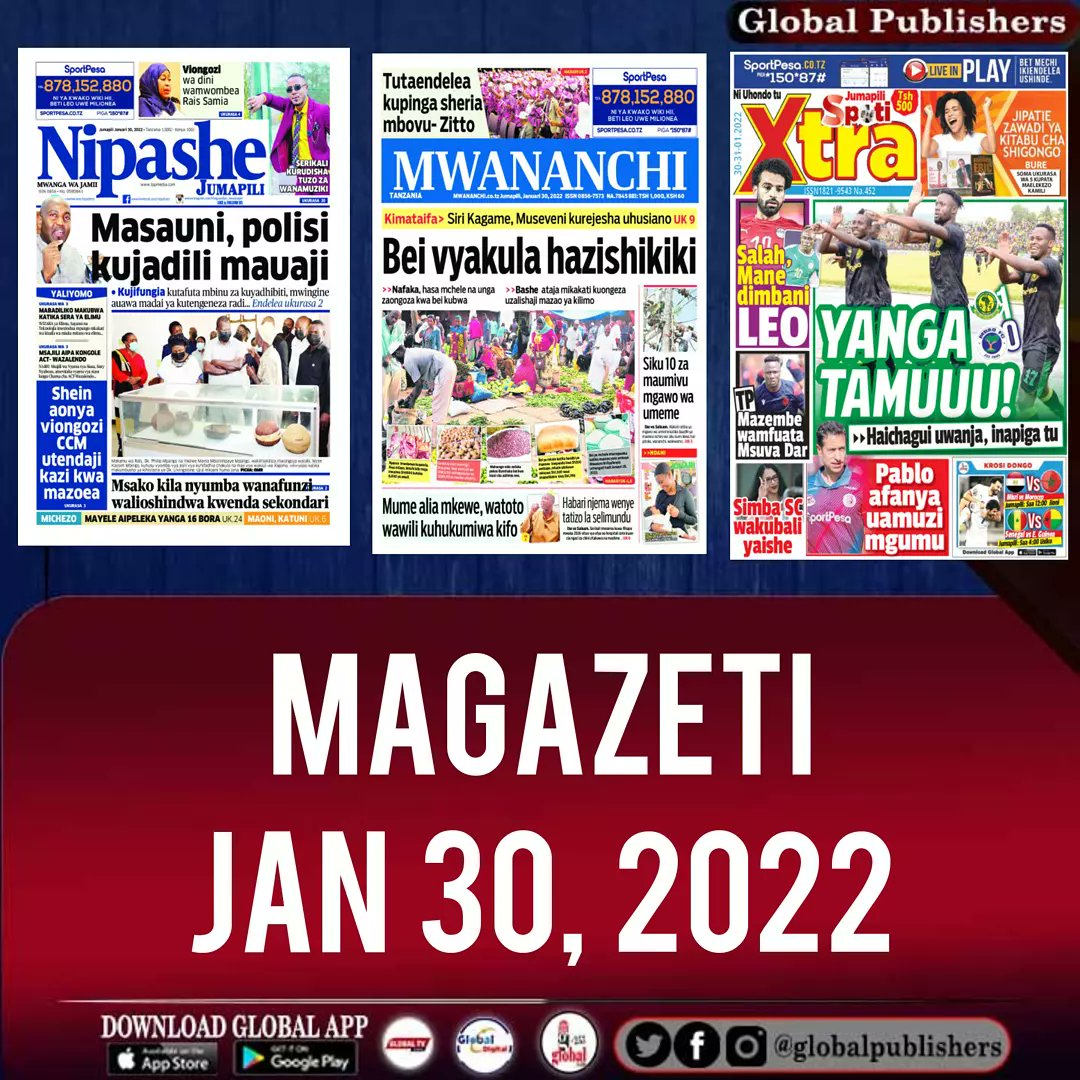 Globaltvonline_'s tweet photo. Kwa habari zilizoandikwa kwenye magazeti ya leo tembelea https://t.co/vPtn2dsQ8z
Usikose Gazeti la #SpotiXtra lipo mtaani kwako leo. https://t.co/zYiIMQr2ds