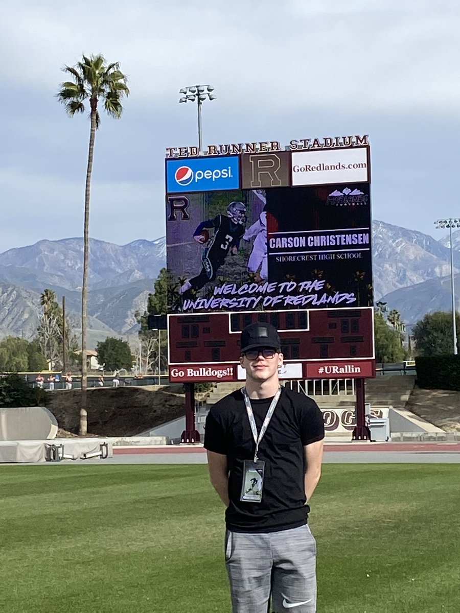 Thank you University of Redlands Football and Coach Good &amp; staff for the great visit for this kid!! Go Bulldogs!  <a href="/CarsonChriste12/">Carson Christensen</a> <a href="/UR_CoachGood/">Jim Good</a>