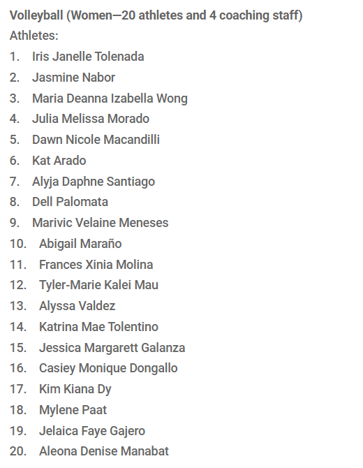camillenaredo's tweet photo. JUST IN: The @volleyball_phi names the pools for the men's and women's teams to the SEA Games.

@AlyssaValdez2, @juliacmorado back in the 20-woman pool for the national team. || @ABSCBNNews https://t.co/8PsbDxLiBu