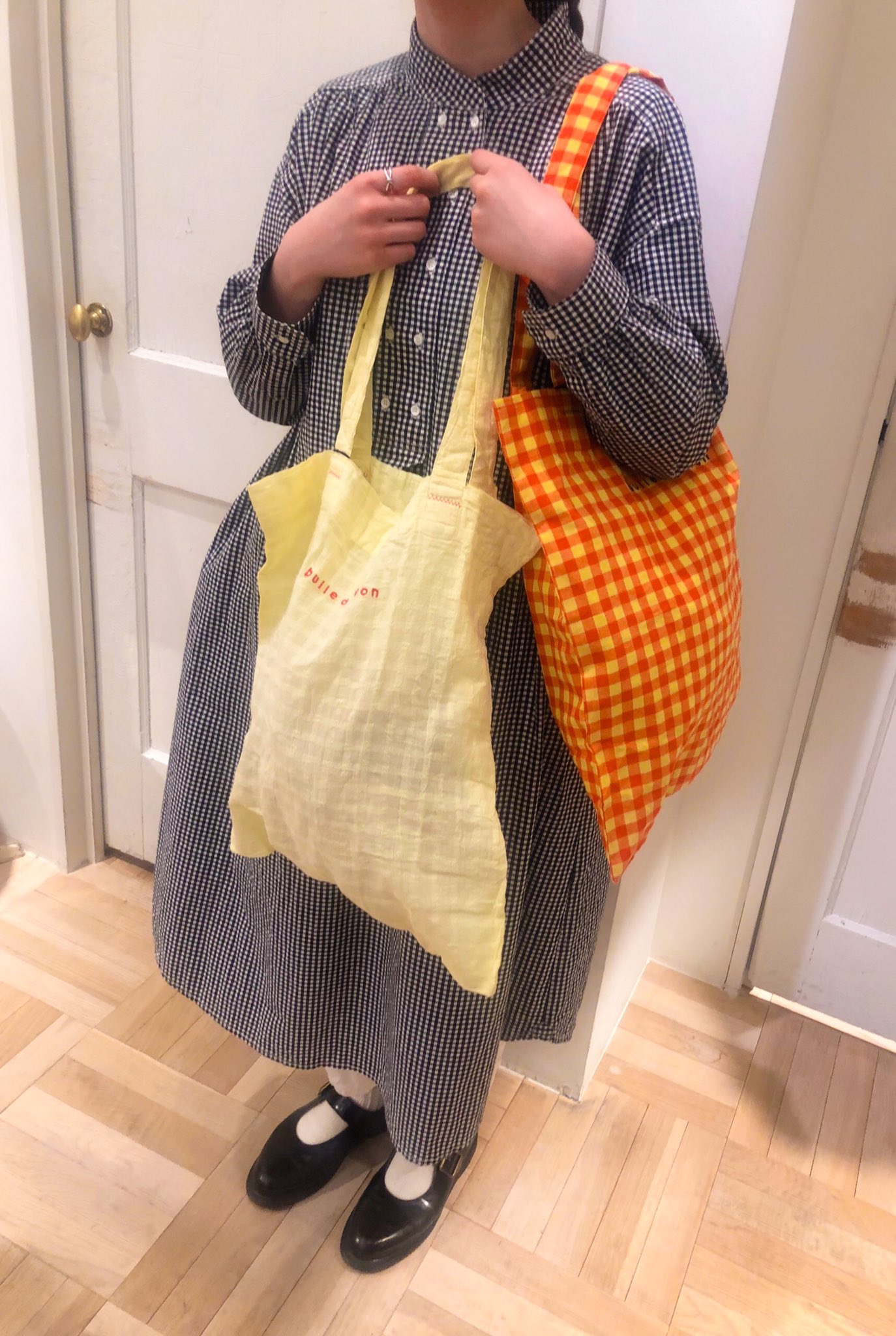 bulle de savon carin×gingham ギャザーロングスカート オンライン