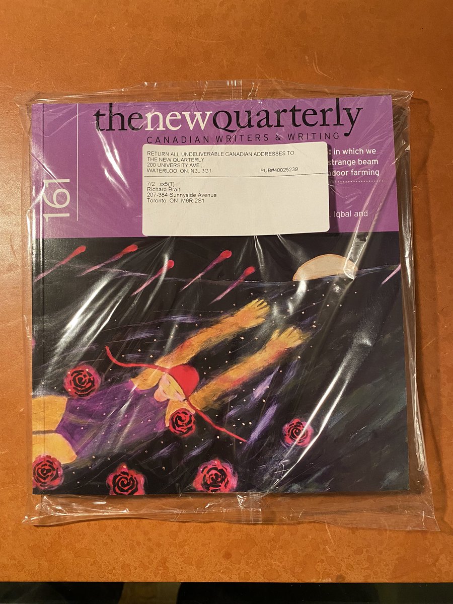 rabrait's tweet image. A great mail day!  The Winter 2022 issue of The New Quarterly arrived today - it features two of my Newfoundland Poems: The African Queen and Black Paintings.