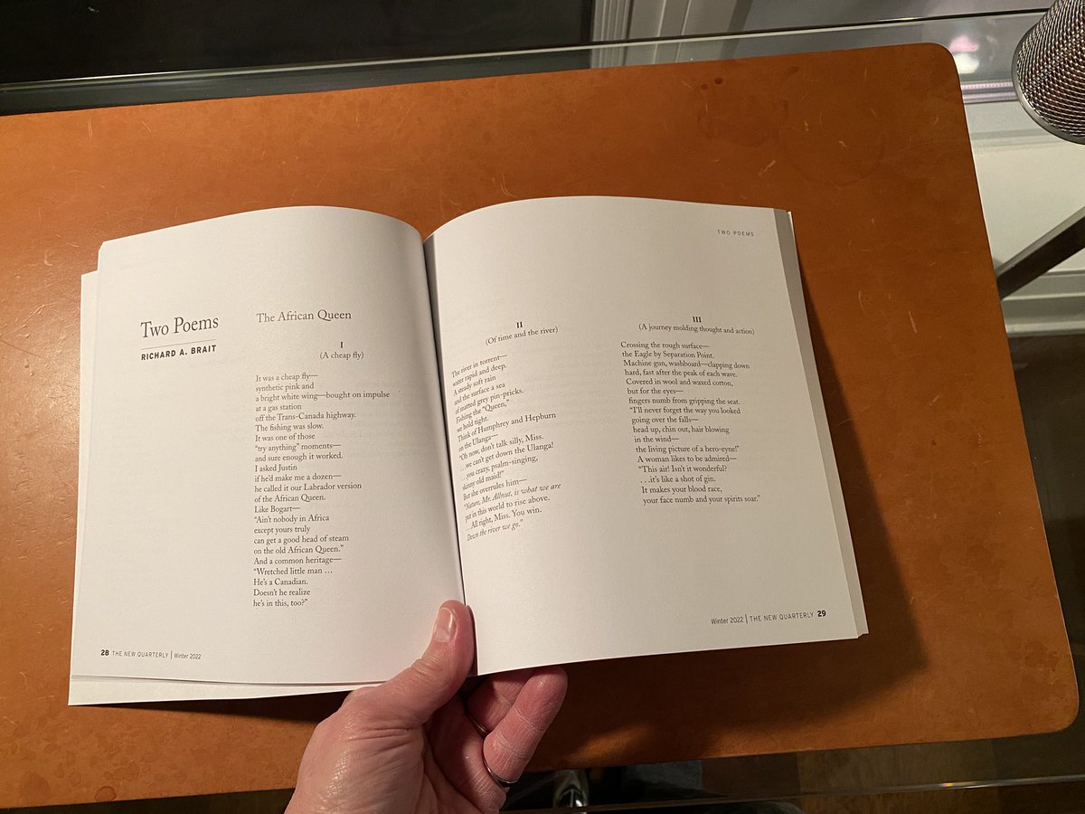 rabrait's tweet image. A great mail day!  The Winter 2022 issue of The New Quarterly arrived today - it features two of my Newfoundland Poems: The African Queen and Black Paintings.