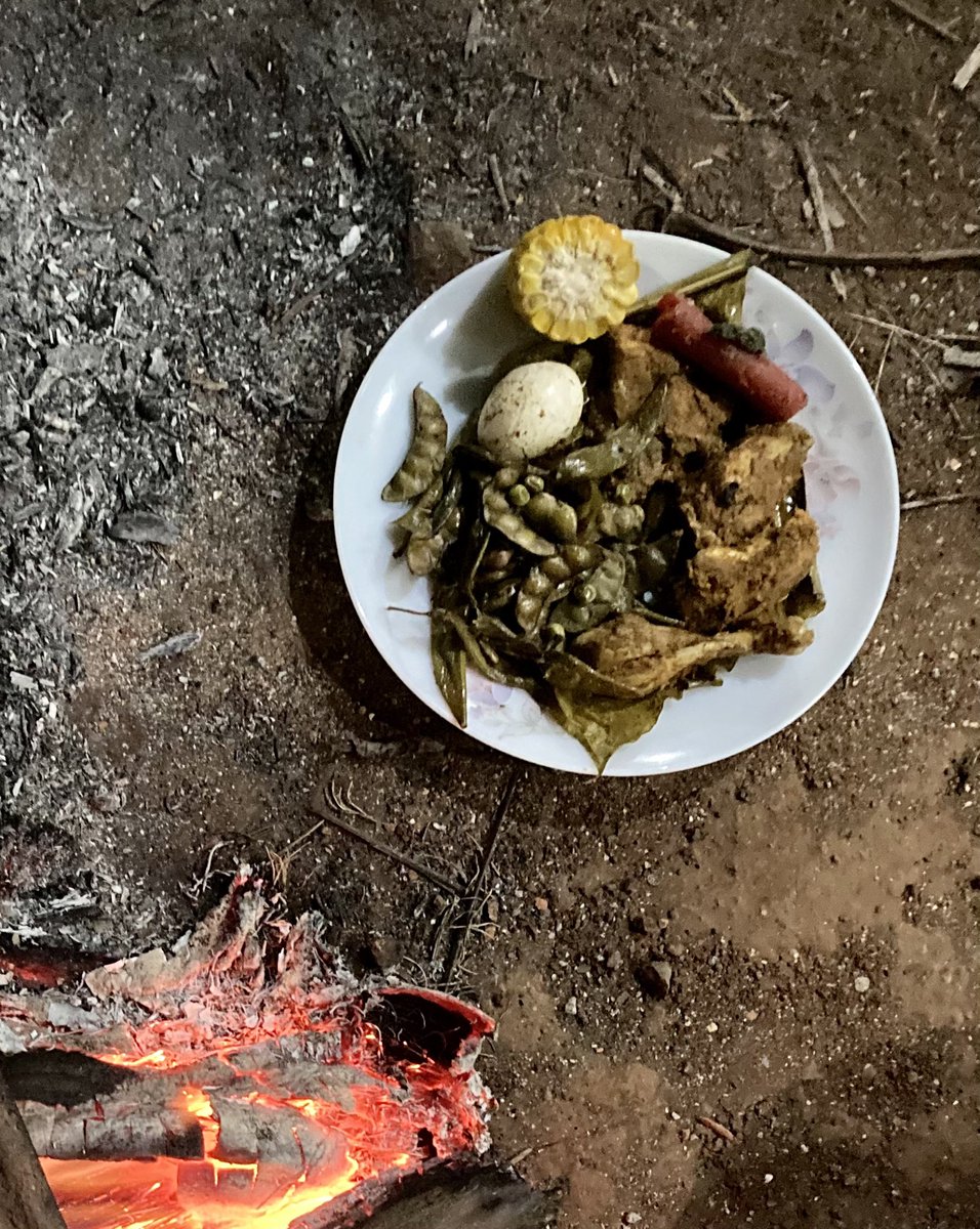 homely_hippie's tweet photo. Traditional winter delicacy in North Konkan. Campfire dish made with veggies and meat; flavoured with bhamburdi leaves, cooked in open fire. #Popti https://t.co/3TGdxr3Tta