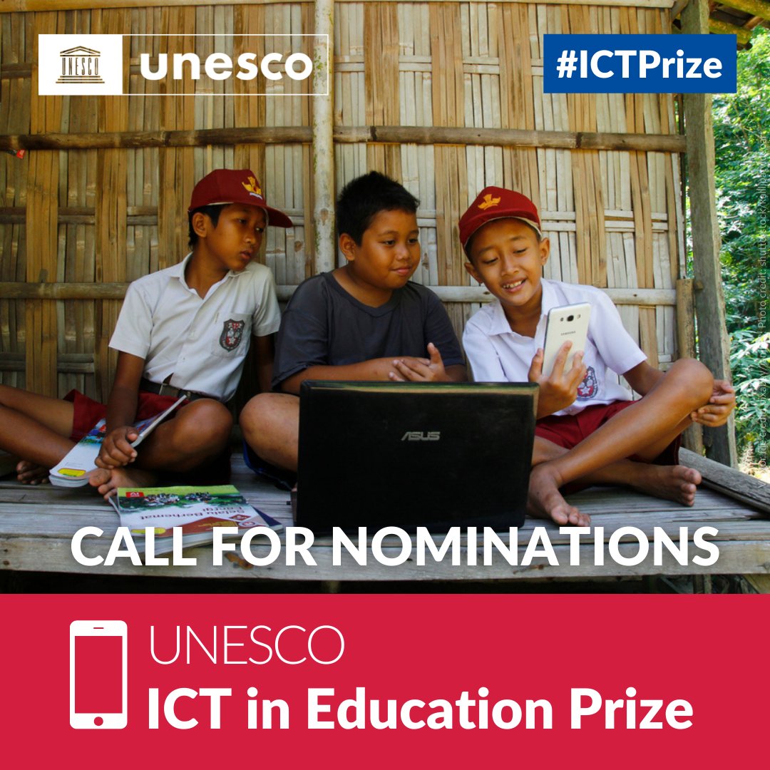 unescobangkok's tweet photo. 📢 Call for nominations:
💻 UNESCO ICT in Education Prize
The theme of the 2021 edition of the Prize is the use of technology to enable inclusive crisis-resilient learning systems.
📅 Deadline: 18 FEB 2022
ℹ️ Details: https://t.co/kVkPr2xvvc
#ICTinEd #ICTPrize https://t.co/6KbXX1evKK