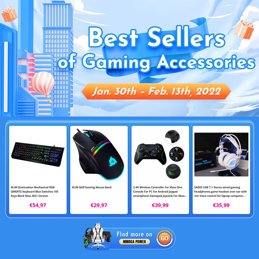 #MMOGAPOWERDEAL
#KLIM Domination mechanical QWERTZ #gamingkeyboard only for 54.97 €, 2.4G wireless #XboxOnecontroller 39.99 €, and #SADES wired #gamingheadset 7.1 stereo for 35.99 €.
Find more #deals for #gamingaccessories on #MMOGAPOWER:
mmogapower.com/index.php?rout…