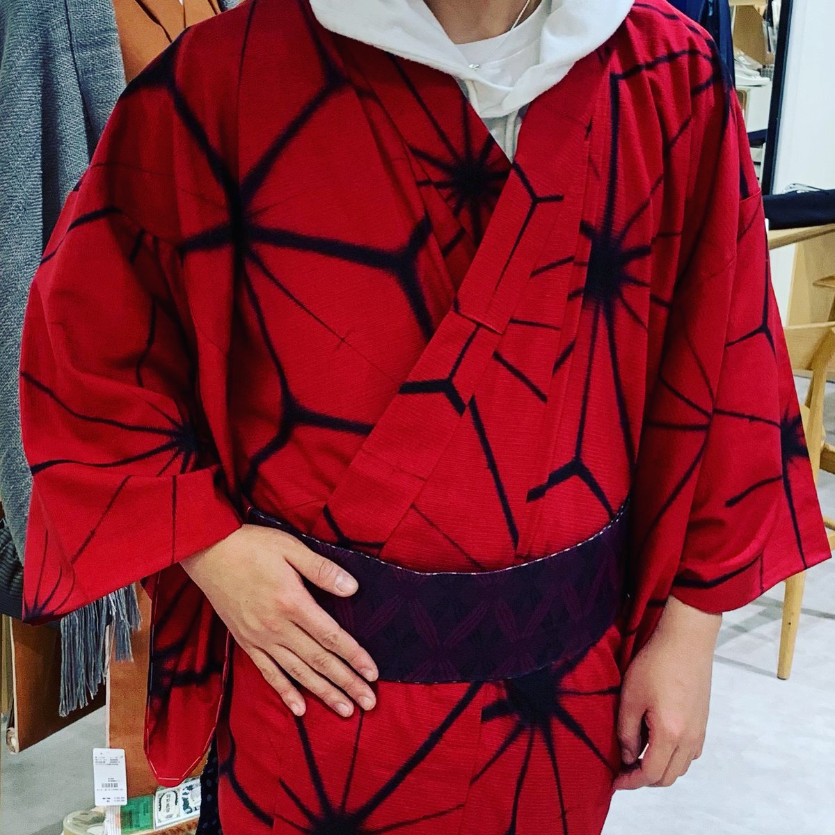 真っ赤な折染め着物
できた
#着物 