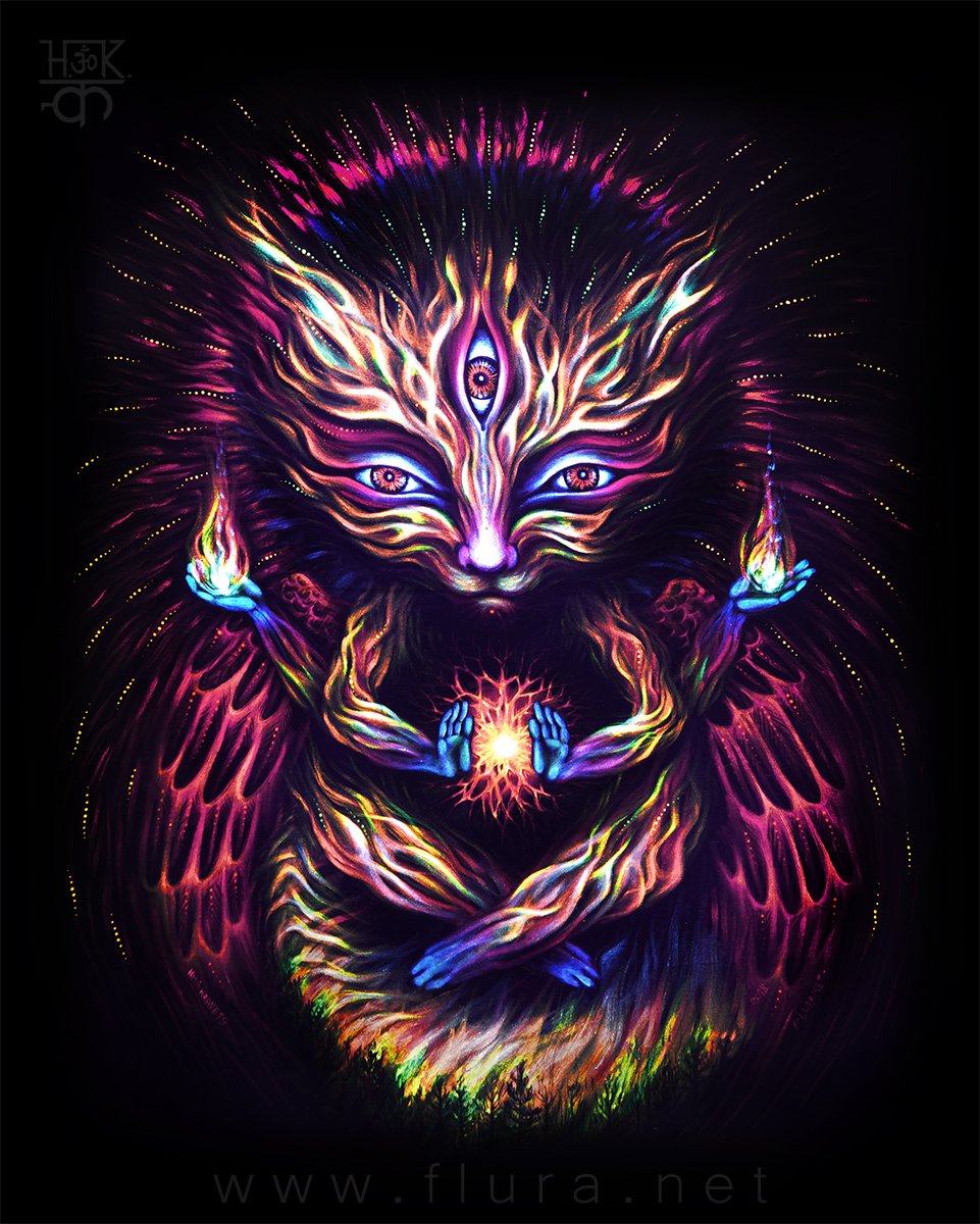 Кот огонь арт