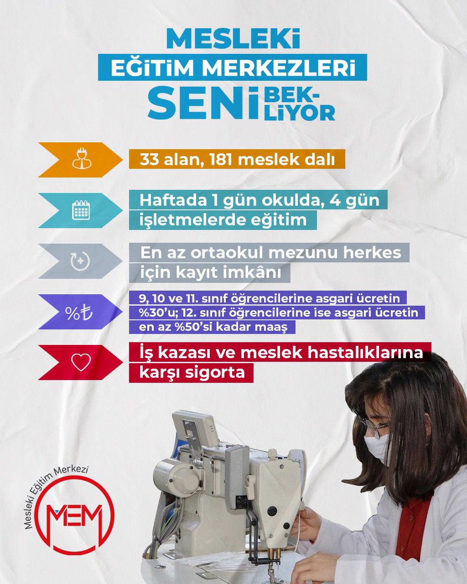 Mesleki Eğitim Merkezleri Seni bekliyor #MesleğimGeleceğim diyerek başvuru yapabilirsiniz <a href="/tcmeb/">Millî Eğitim Bakanlığı</a> @bursailmem @serkangur_ist