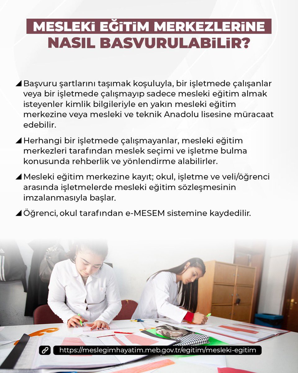 Elаzığ İl Мillî Eğitim Müdürlüğü (@elazigmem) on Twitter photo Tüm Meslek Liselerimiz ve Meslekî Eğitim Merkezlerimize kayıt için başvuruda bulunabilirdiniz. <a href="/tcmeb/">Millî Eğitim Bakanlığı</a> <a href="/omertoraman25/">Ömer Toraman, Doç. Dr.</a> <a href="/feyzigurturk/">Feyzi GÜRTÜRK</a> #MesleğimGeleceğim Tüm Meslek Liselerimiz ve Meslekî Eğitim Merkezlerimize kayıt için başvuruda bulunabilirdiniz. <a href="/tcmeb/">Millî Eğitim Bakanlığı</a> <a href="/omertoraman25/">Ömer Toraman, Doç. Dr.</a> <a href="/feyzigurturk/">Feyzi GÜRTÜRK</a> #MesleğimGeleceğim