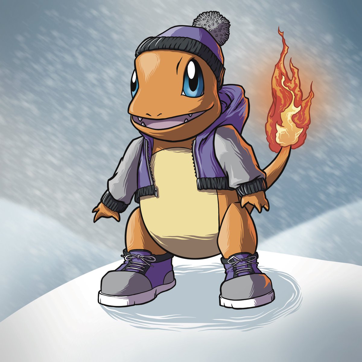 Thought I would do some #fanart so I present to you #charmander on a winter holiday #Pokémon