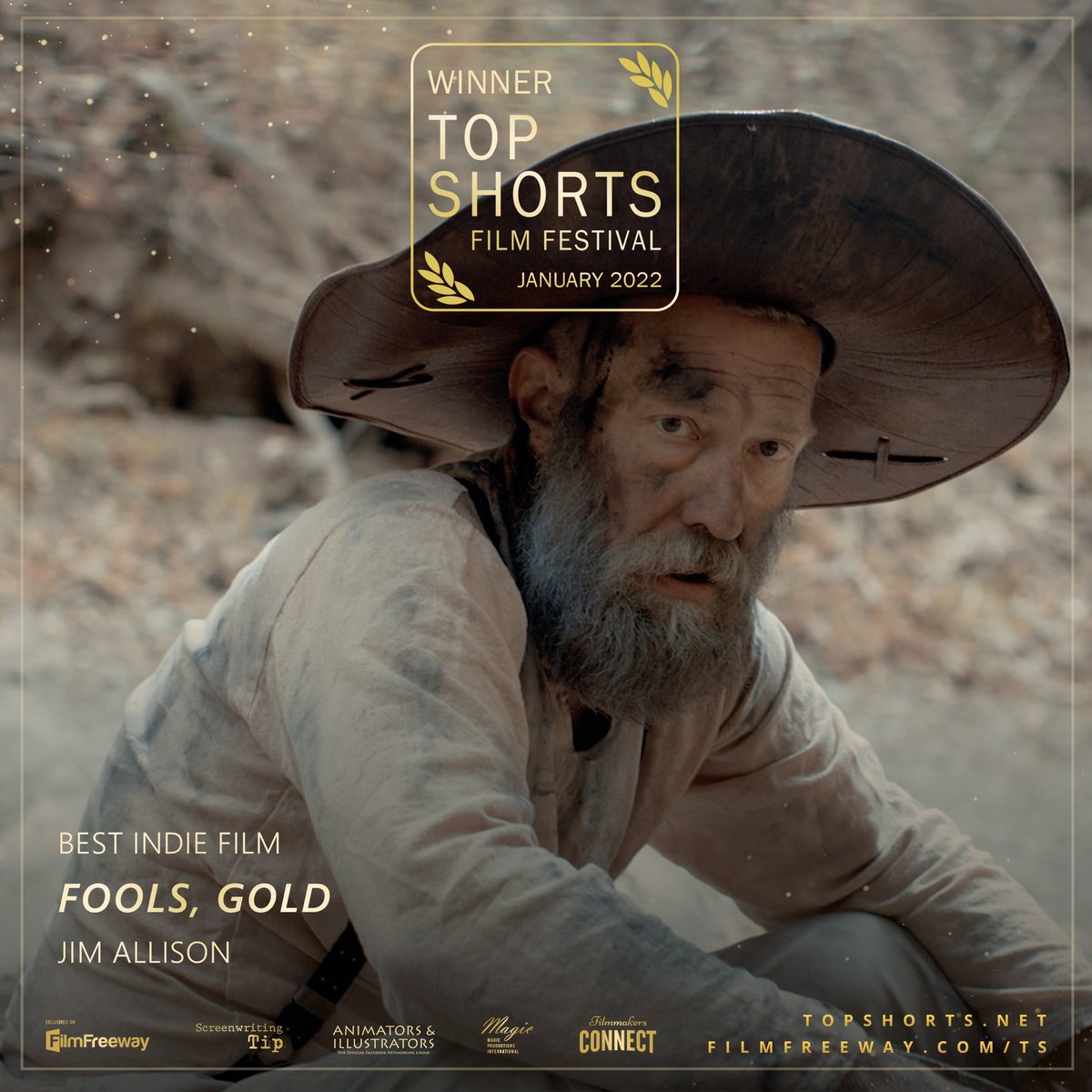 FoolsGoldMovie's tweet photo. WE WON!!! 

BEST INDIE FILM 2022

#winner #foolsgold #foolsgoldmovie #indie #indiefilm #jimallison #topshorts #filmfreeway https://t.co/Q5JOmKX5fP