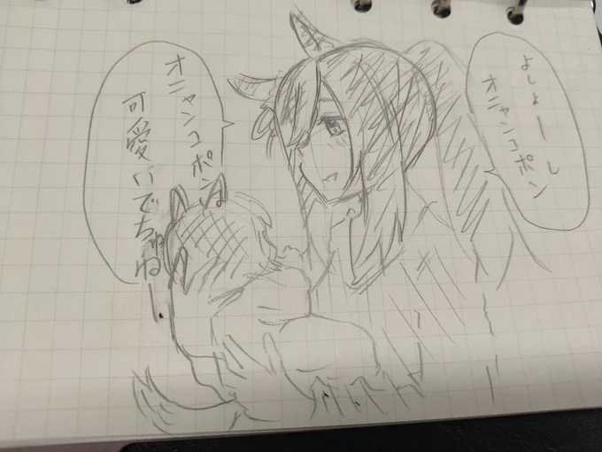 描ける環境がなかったのでシャープペンで…
フラッシュとオニャンコの未来予想図 
