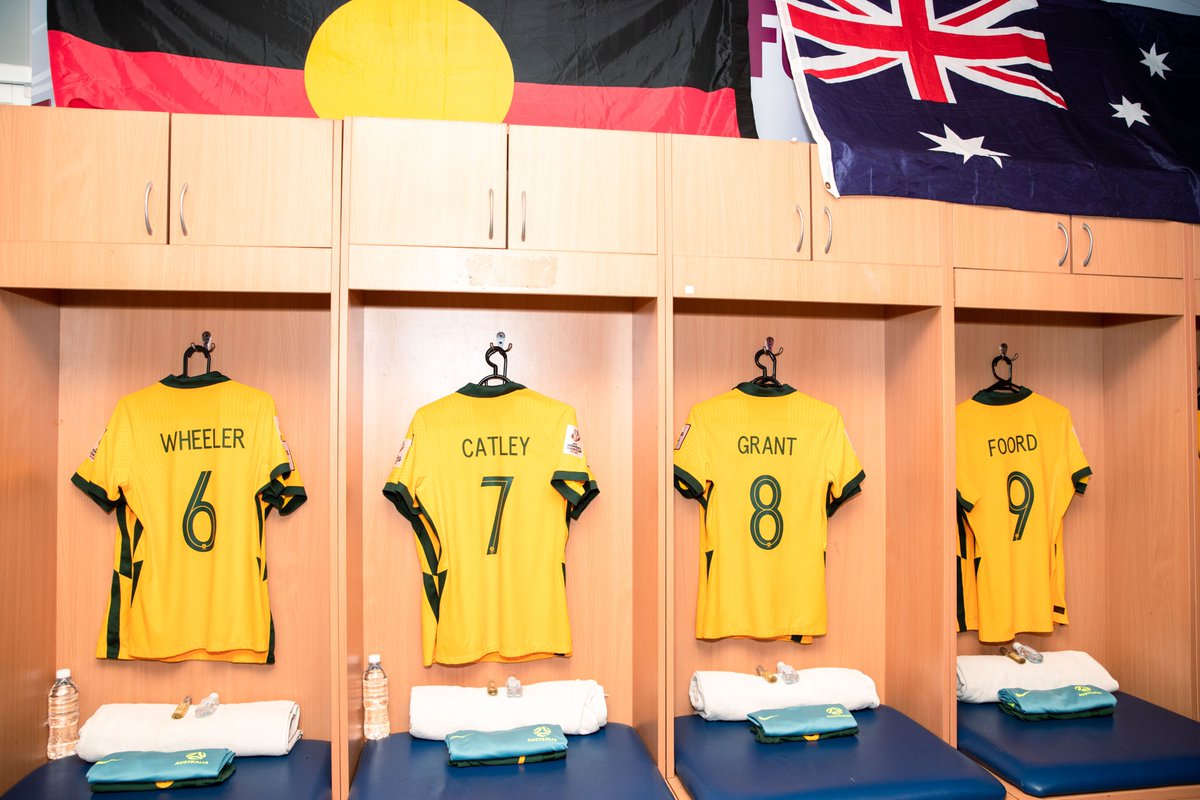 TheMatildas's tweet photo. ✔️ Change room Set ✔️

Less than two hours until kick-off here in Pune! 

#WeAreMatildas #WAC2022 https://t.co/BX4fbomZgI