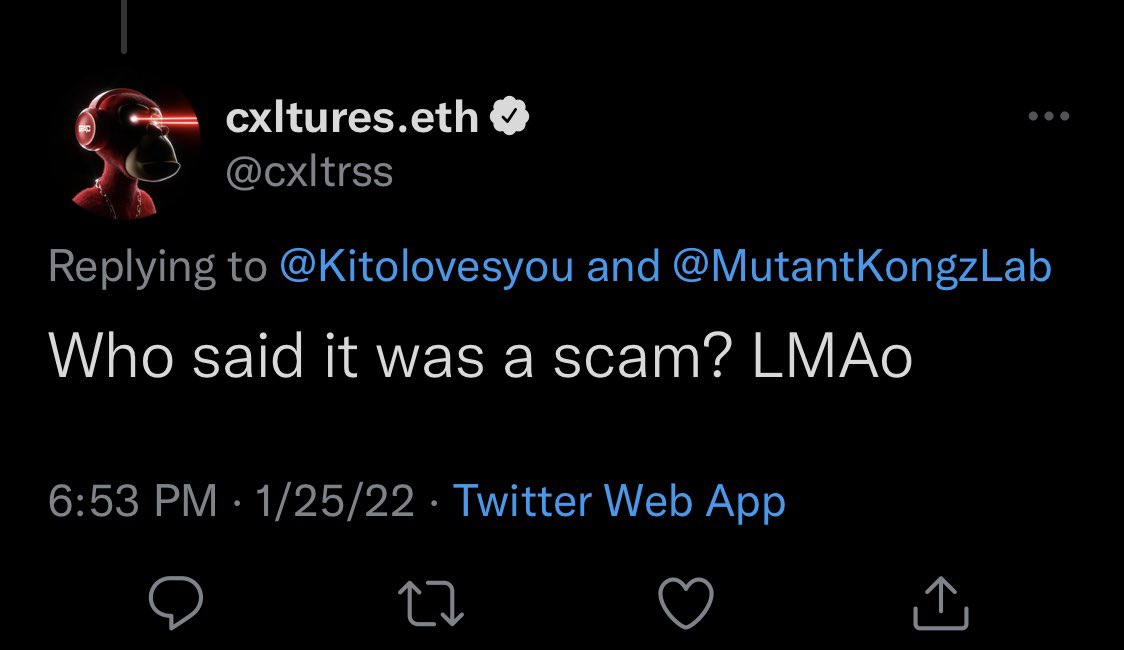 Kitolovesyou's tweet photo. A short story in 3 parts on why you should actually DYOR &amp; not listen to buffoons with checkmarks @cxltrss @GamingApeClub https://t.co/yUvqjd50nP