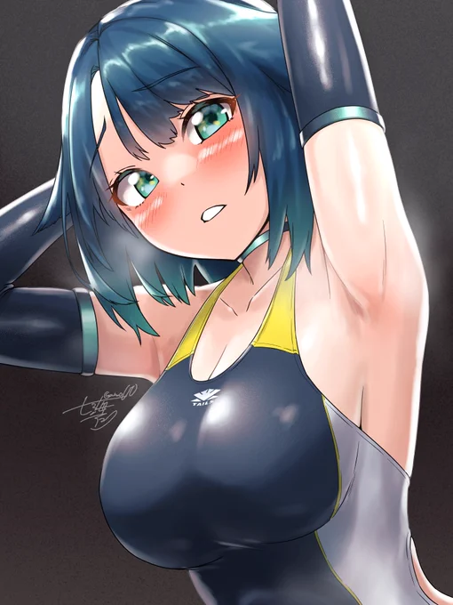 「腋…?腋が見たいんですか…?」

腋を見せてと頼まれたナナちゃんです

#うちの子になにかが起こる
#うちの子 #オリジナル #深海ナナ #競泳水着 #腋 