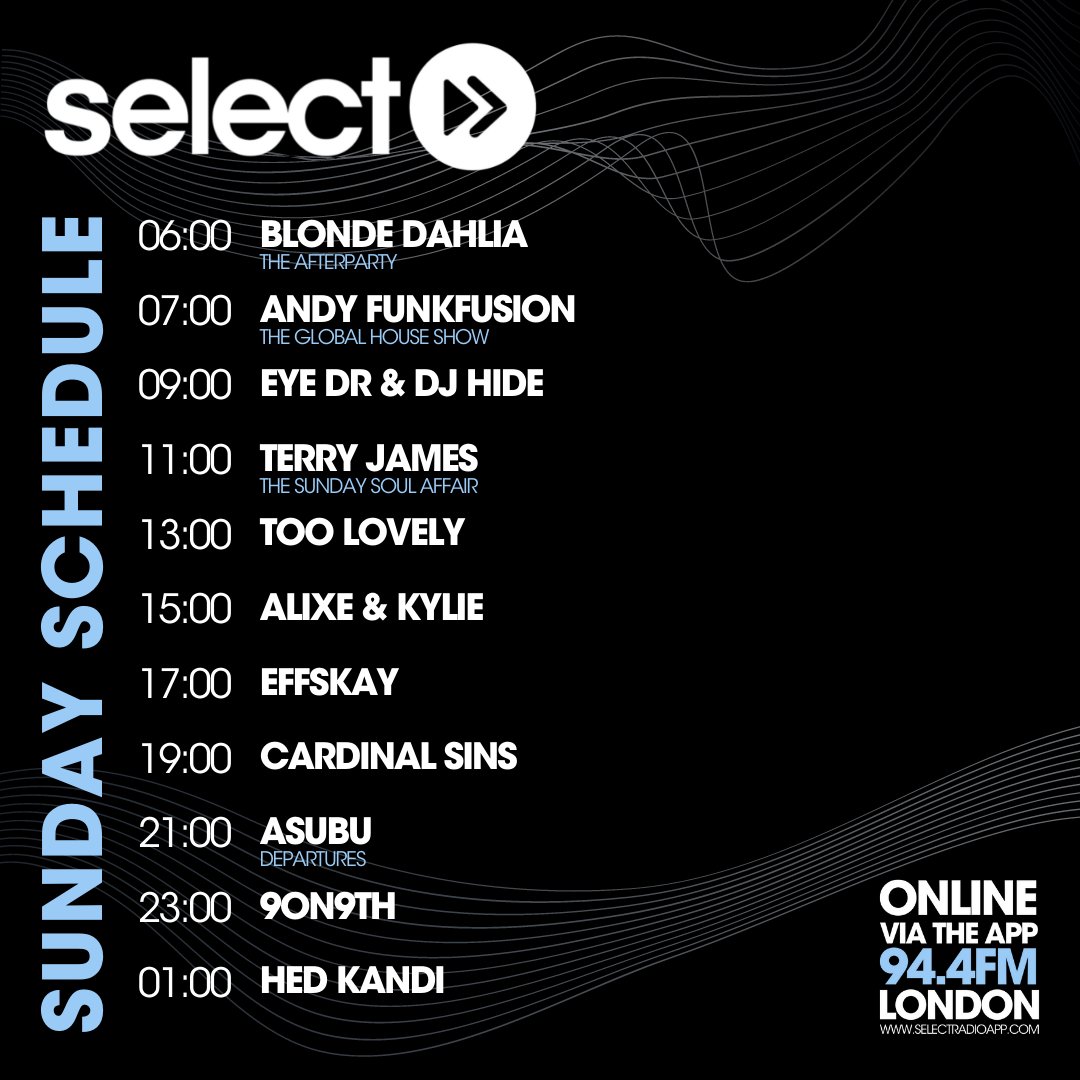 SelectRadioApp's tweet photo. Who's ready to top off their week with #SelectSundays ? 🎶😍 #SundayVibes #SelectRadio #DanceMusic https://t.co/OY7qiNyKMT