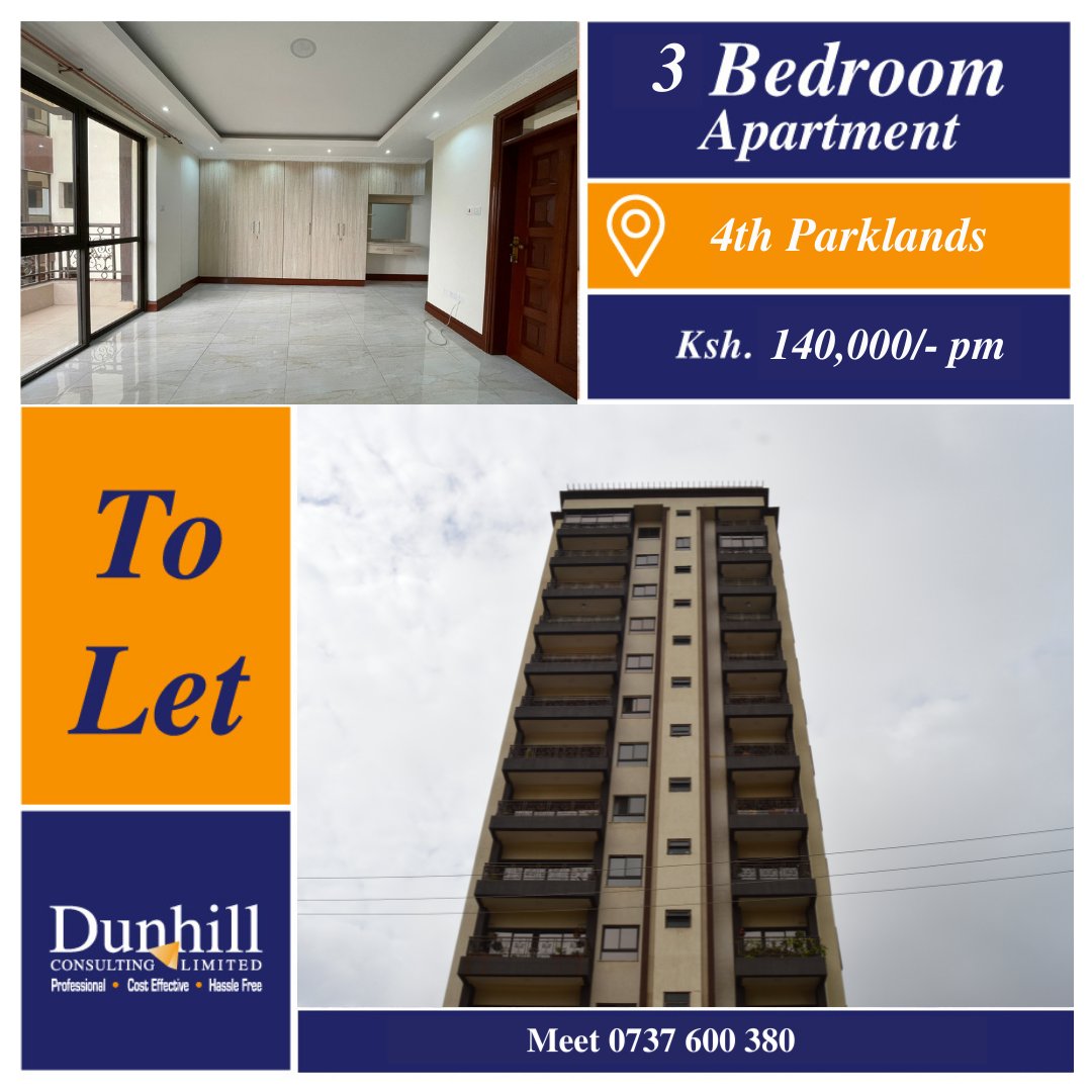 📞0789 386 445 / 0786 386 445 / 0720 911 136
Email: sales@dunhillconsulting.com

#dunhillconsulting #apartmenttolet #tolet #3bedroomapartmenttolet #secure #parklands #nairobi #kenya #3bedroom #realestate #sunday #weekend #professional #costeffective #hasslefree