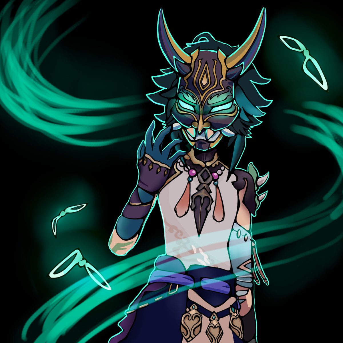 Splendifular's tweet image. I finished it! :D 

I do need to make a different background though... 
#Xiaofanart #Xiao #GenshinImpact #digitalart