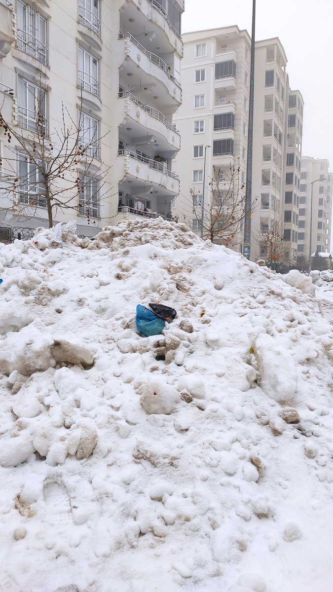Yol kenarları kar tepeleriyle dolu..