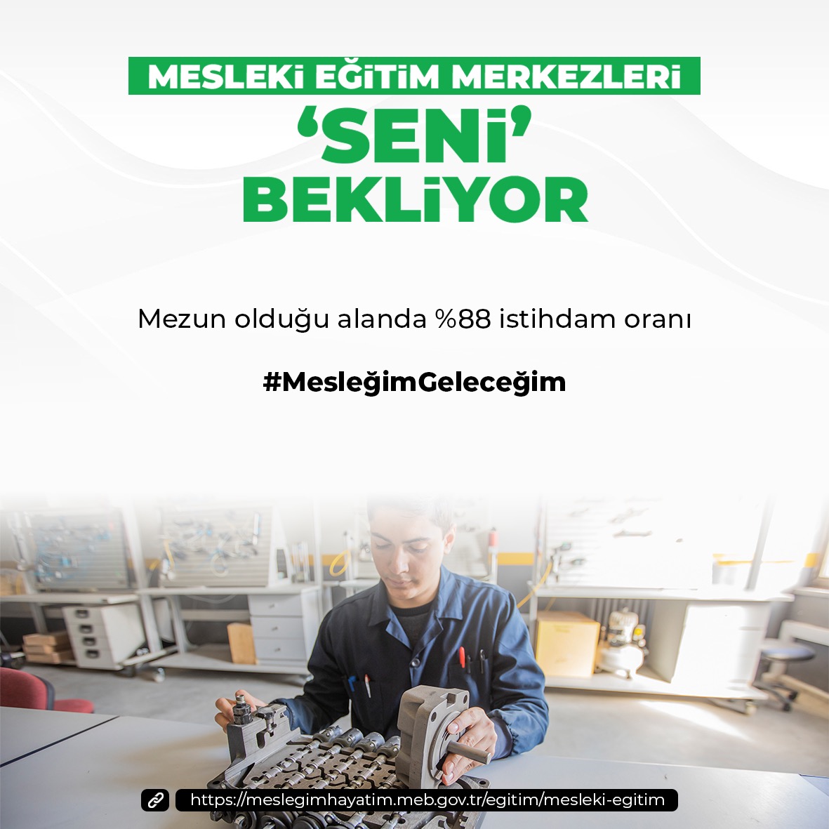 📢 MESLEKİ EĞİTİM MERKEZLERİ "SENİ"BEKLİYOR

🎓Mezun olduğu alanda %88 istihdam oranı...
#MesleğimGeleceğim

<a href="/tcmeb/">Millî Eğitim Bakanlığı</a> <a href="/AnkaraValiligi/">T.C. Ankara Valiliği</a> @MeslegimHayatim <a href="/Harunfatsa/">Harun Fatsa</a>