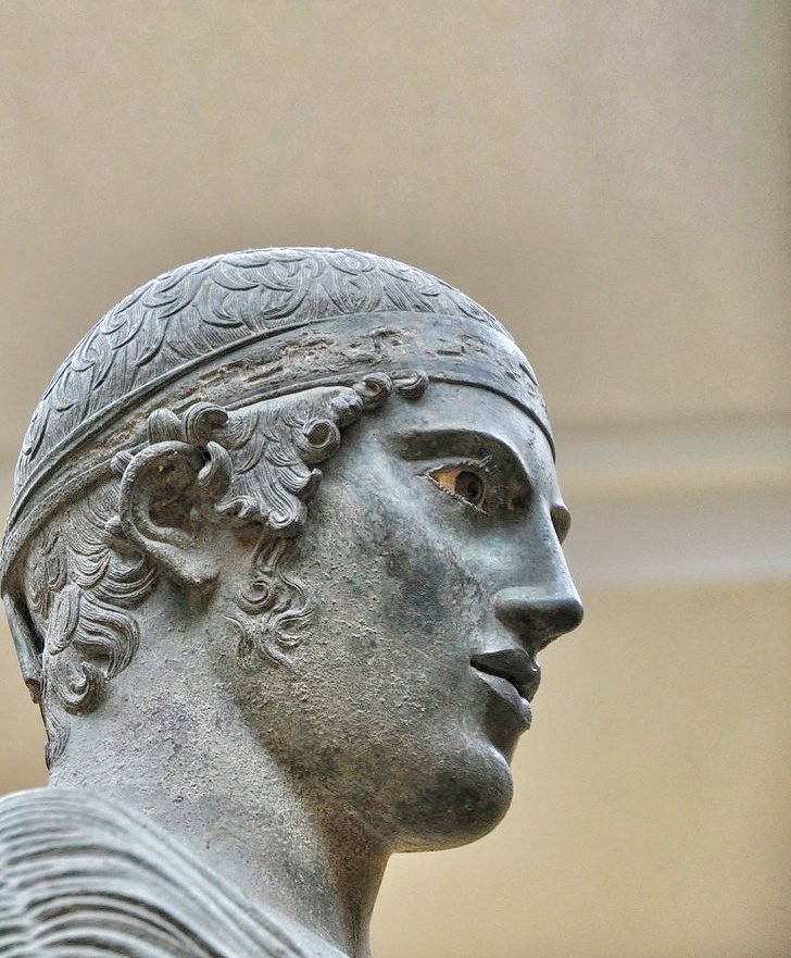 Detail of the bronze statue of the "Charioteer of Delphi"
~470 BCE, Delphi, Greece