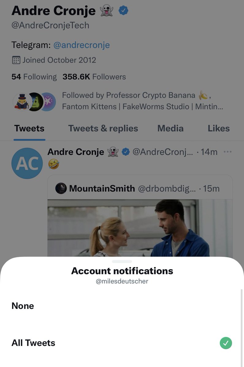 Ok. Notifications now on. Go against the grain in crypto. 😉 <a href="/AndreCronjeTech/">Andre Cronje</a>