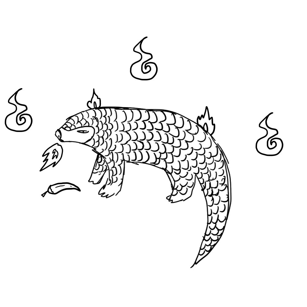 This pangolin bought a hair dryer with bad quality,  burst into flames while drying its hair.

It didn’t behave well when it is alive.
It is doomed to hell, eating a lot of devil peppers to experience roasting both inside and outside.