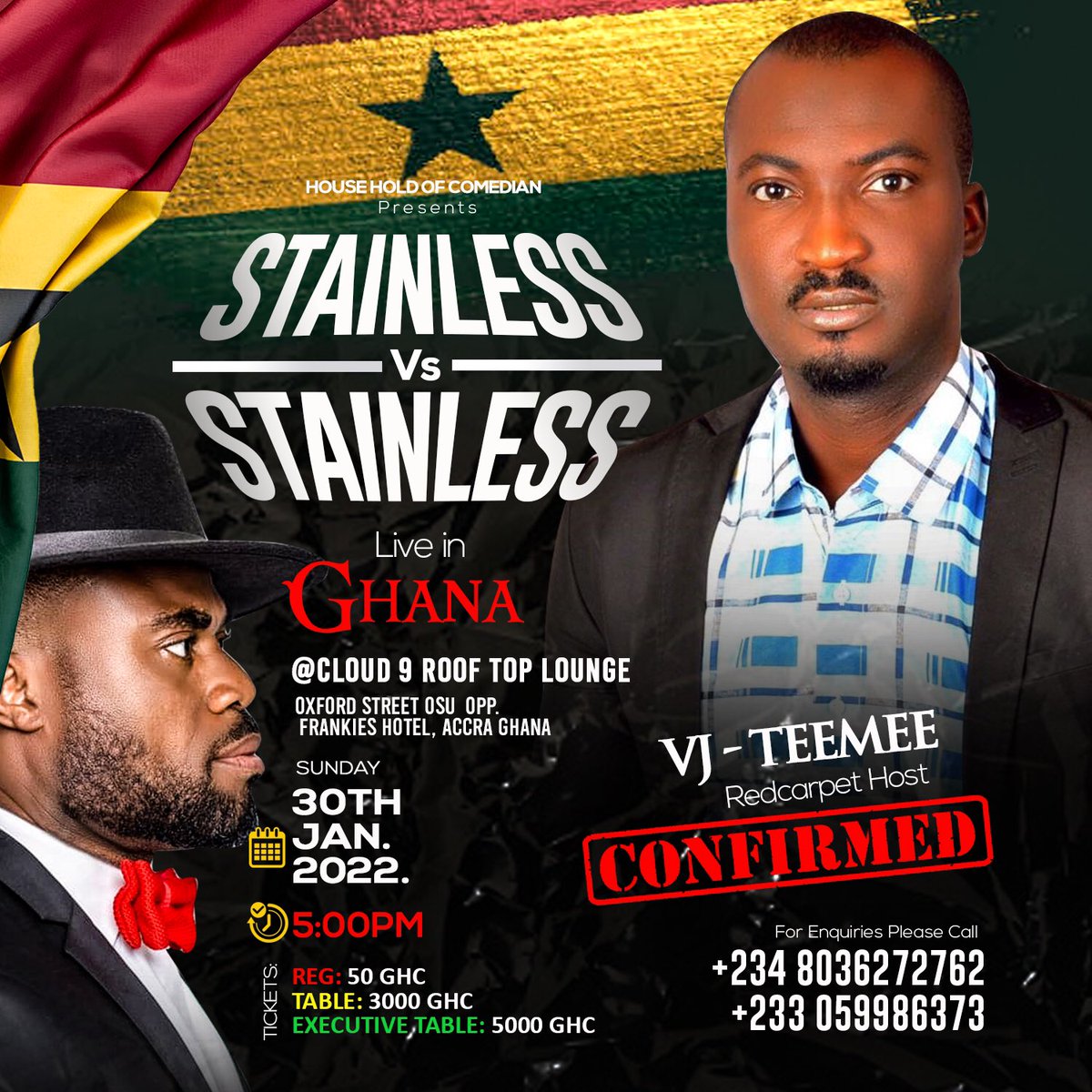 VJTeemee's tweet photo. Hello ACCRA GHANA 🇬🇭 
I am so sorry I would Not be able to attend Stainless vs stainless 15 years on stage today, due to an impromptu engagement here in Nigeria. 

I’m giving out 20 Free tickets to my people in Ghana who would like to be at the event today. Inbox me https://t.co/rmBcEBoezK