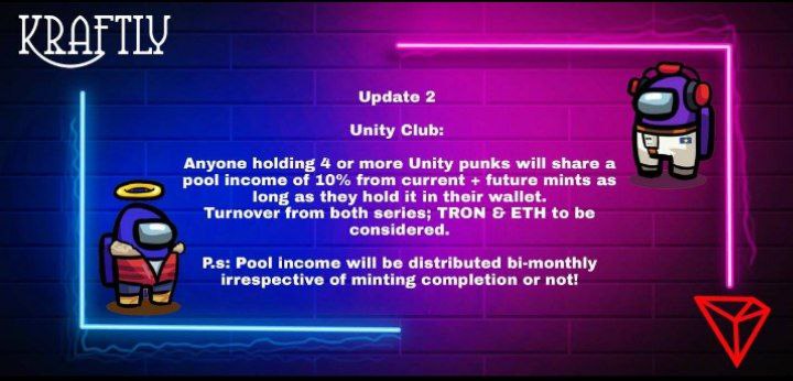 A #NFTs project on #Tron and willing to extend its wing on #ETH after complete sales of 2nd series #TheLegendsofFootball 

Minting is live 👉 kraftly.io/blind-collecti…

Check out update and get in #unityclub to enjoy 10% pool share!
#unitypunks #tron #NFTshill #nftdomain #NFTartist