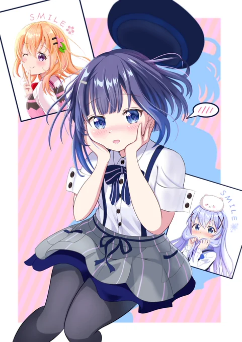 フユちゃん「スマイル練習…ムズカシイ…ハズカシイ」(〃ノωノ)#gochiusa 