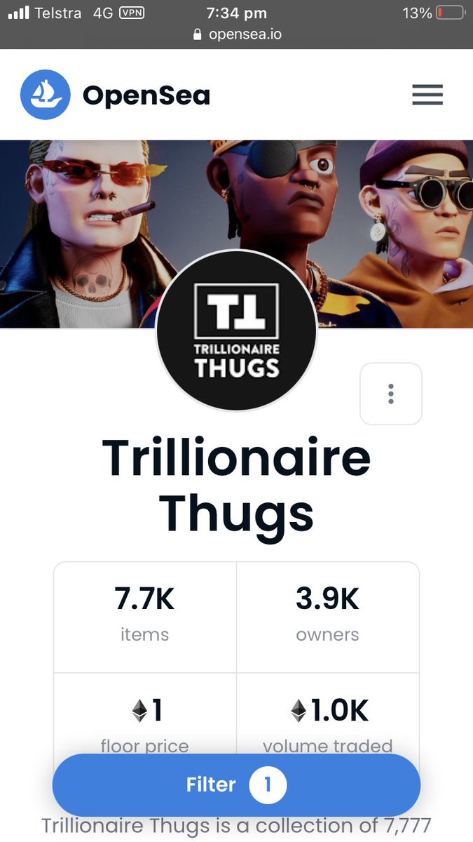 1 ETH locked down 499 to go! 500 ETH here we come! 🚀 💵 - opensea.io/collection/tri…
<a href="/BandManKevo/">BANDMAN KEVO</a>
<a href="/TThugsNFT/">Trillionaire Thugs NFT</a>
<a href="/jf_nft/">Jason Falovitch is now @jfx</a>  #Crypto #Ethereum #NFT