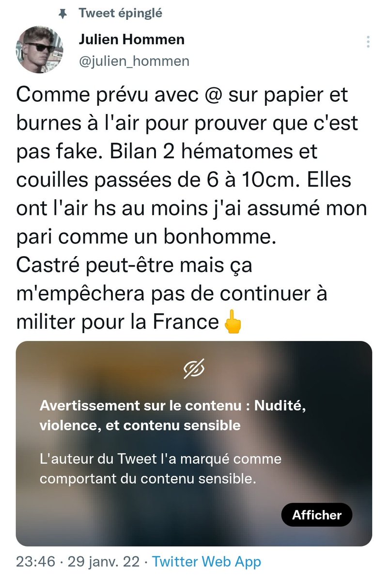 CharlieBismuth's tweet photo. Tu es patriote et contre l'islam ?
Toi aussi n'hésite pas à lancer ce genre de défis… en tenant tes engagements !
💪🇫🇷🥜🔨
#NutsChallenge https://t.co/C8LJNoXrgP