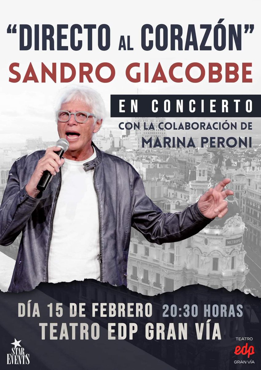 Sandro Giacobbe en concierto. 
Será el día 15 de febrero en el <a href="/teatroedpgv/">Teatro EDP Gran Vía</a> <a href="/clubsmedia/">Club Smedia Teatro</a>
